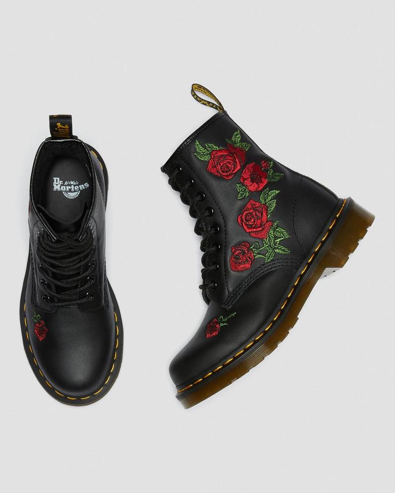 Dr Martens 1460 Vonda Floral Læder Snørestøvler Dame Sort | DK 215YXF